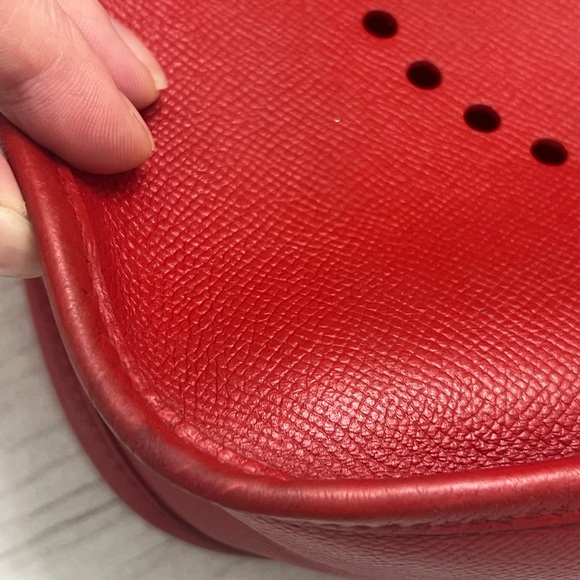 Hermes Evelyne Rouge GM Palladium Hardware dust bag Epsom leather L Stamp COA - Picture 14 of 17